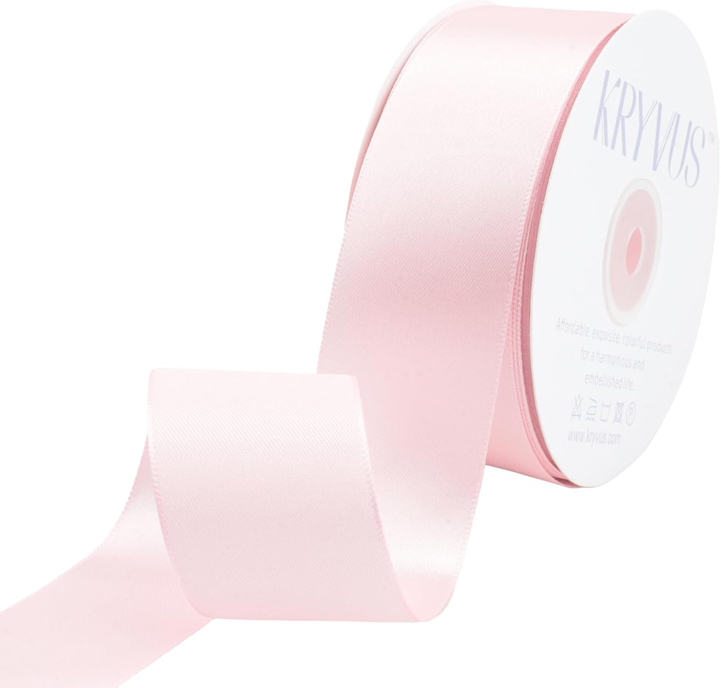 Baby Pink Satin Ribbon 1-1/2 inch X Continuous 50 Yards, Single Face Polyester Ribbon Perfect for Gift Wrapping, Flower Bouquet, Wedding Decor, Crafts, Bow Making, Sewing and More