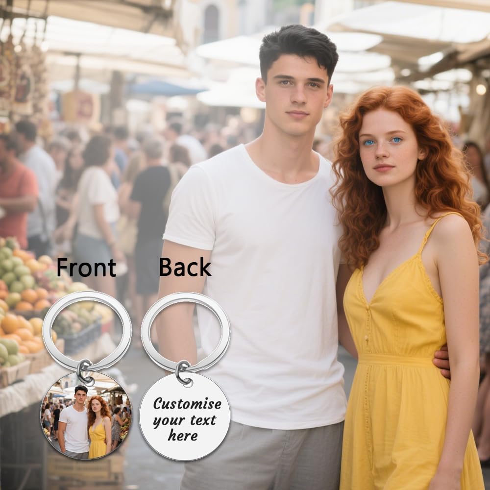 Personalised Keyring with Custom Photo & Text - Gift for Mum, Dad, Him, Her, Grandparents, Family