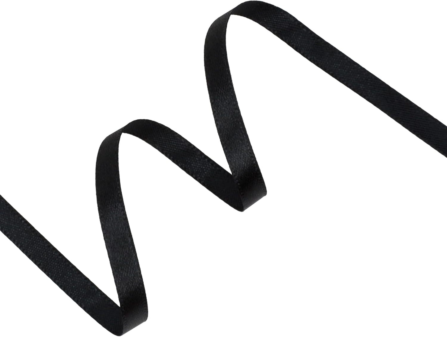 Black Satin Ribbon 1/4 inch X Continuous 25 Yards, Single Face Polyester Ribbon Perfect for Gift Wrapping, Flower Bouquet, Wedding Decor, Crafts, Bow Making, Sewing and More