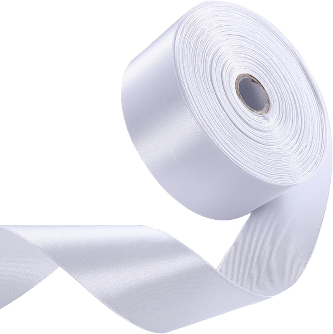 1-1/2 Inch White Satin Ribbon 50 Yards Solid Fabric Ribbons for Gift Wrapping, Crafts, Floral Arrangements, Wedding, Party, Holiday and Home Decor
