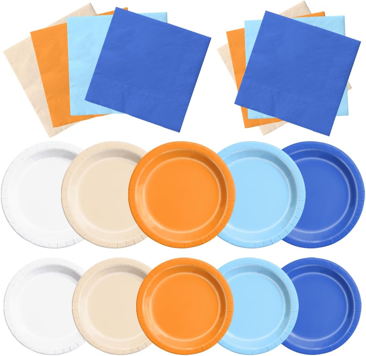 CMUSKO Blue and Orange Party Decorations - 60pcs Orange Light Blue Dog Theme Plates & Napkins Kit for Boy Baby Shower,Birthday