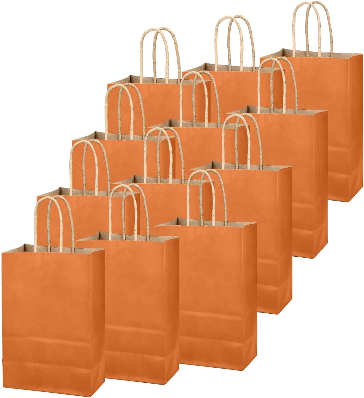 qiqee Classic Orange Gift Bag with Handles Bulk 24Pcs Paper Bags -8.3"x6"x3. 15" Party Favor Bags - Solid Color