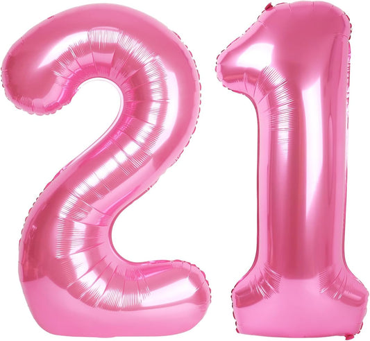 number pink 21 balloon