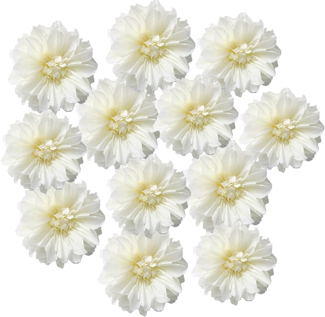 12pcs 8in 10in Paper Flowers Tissue Flowers Pom Paper Pom Poms Hanging Paper Flowers Wall Backdrop Wedding Party Flower Decorations DIY Art Craft Blooms for Birthday Baby Shower Nursey Decor Cream