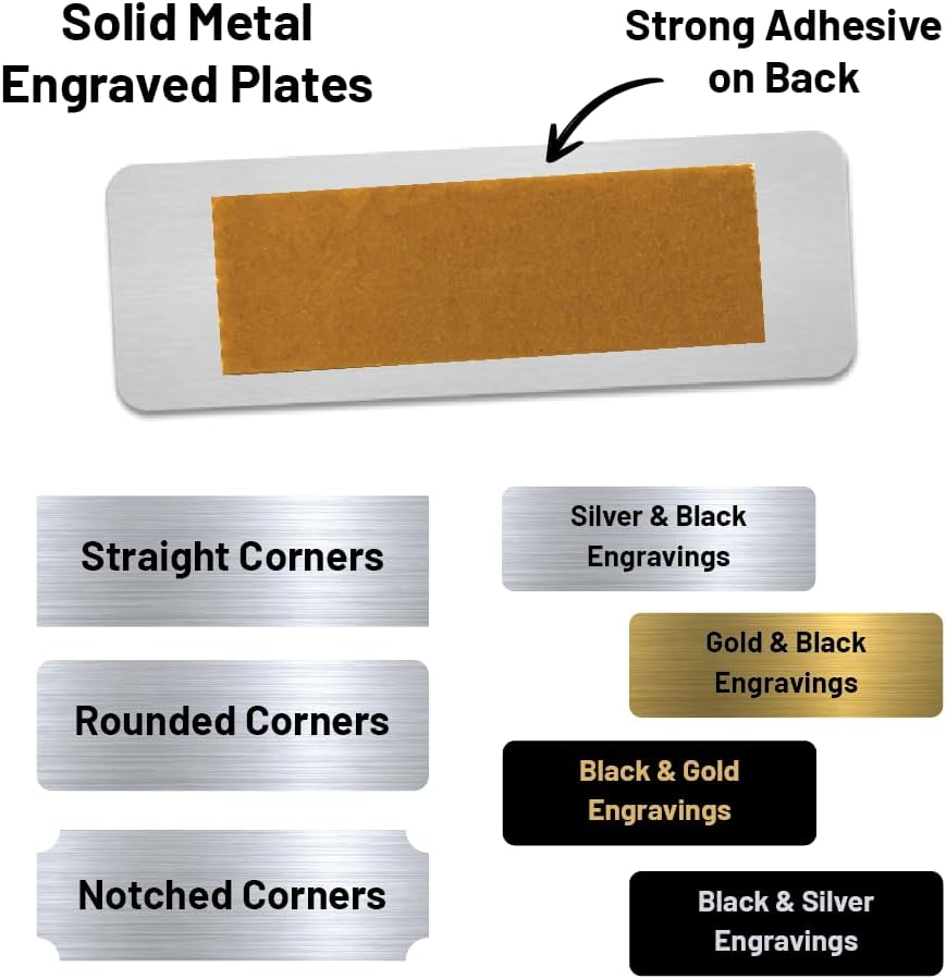 Custom Engraved Name Plates with Adhesive, Made in The USA, Personalized Pet Urn, Memorial Plaque, Picture Frame, Art Tag, Flag case (Black Plate/Silver Text, 1x3 Inch)