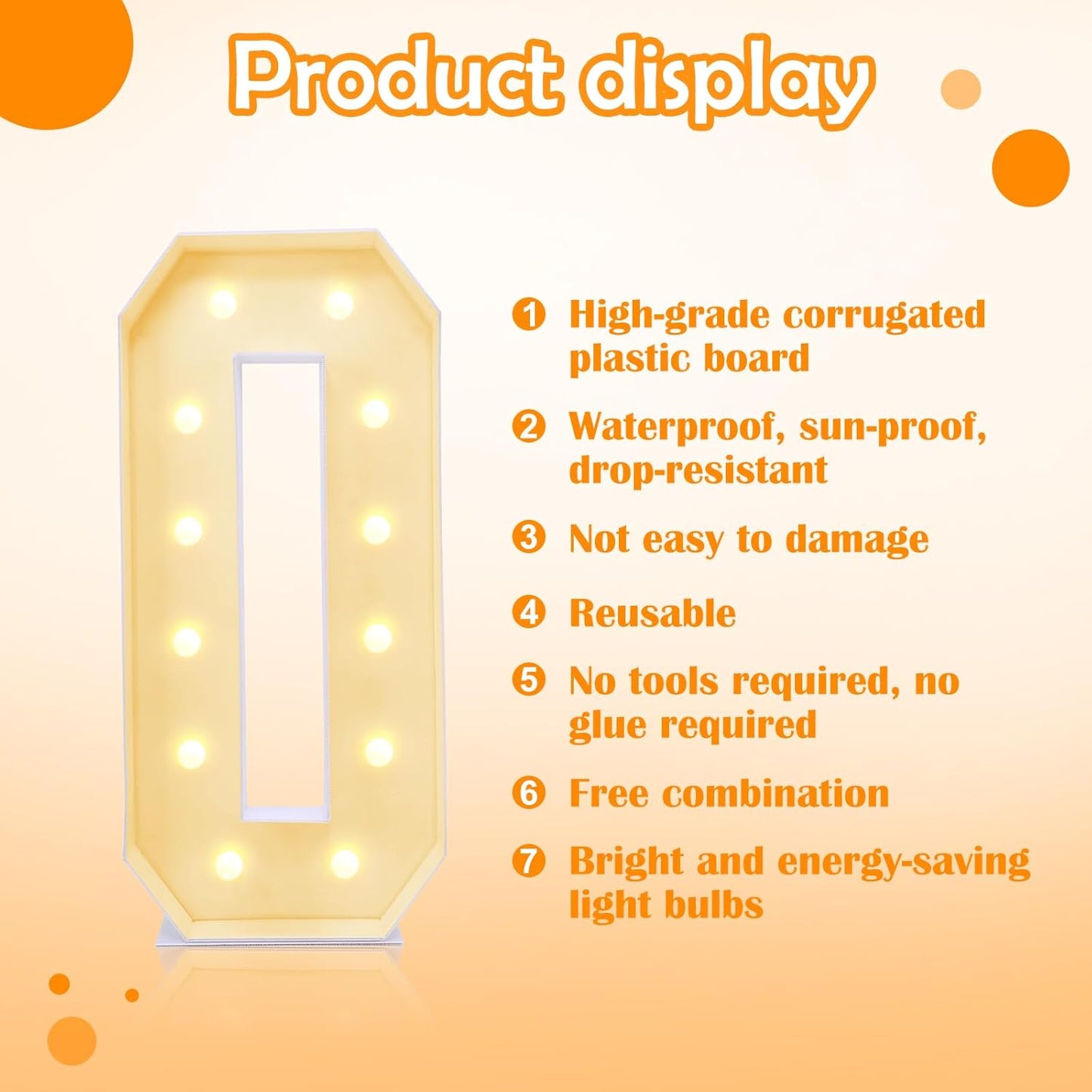 4ft Marquee Letters O, Large Light Up Letters, Will You Marry Me Sign, 4 Feet Tall for Party Decorations, Wedding Decor, Marry Me Decorations