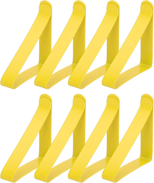 uxcell 8 Pack Tablecloth Clips, Stainless Steel Table Cloth Cover Clamps, 2.56" x 2.68" Windproof Holder Clips for Home Party Picnic Wedding Camping Dining Tables, Yellow