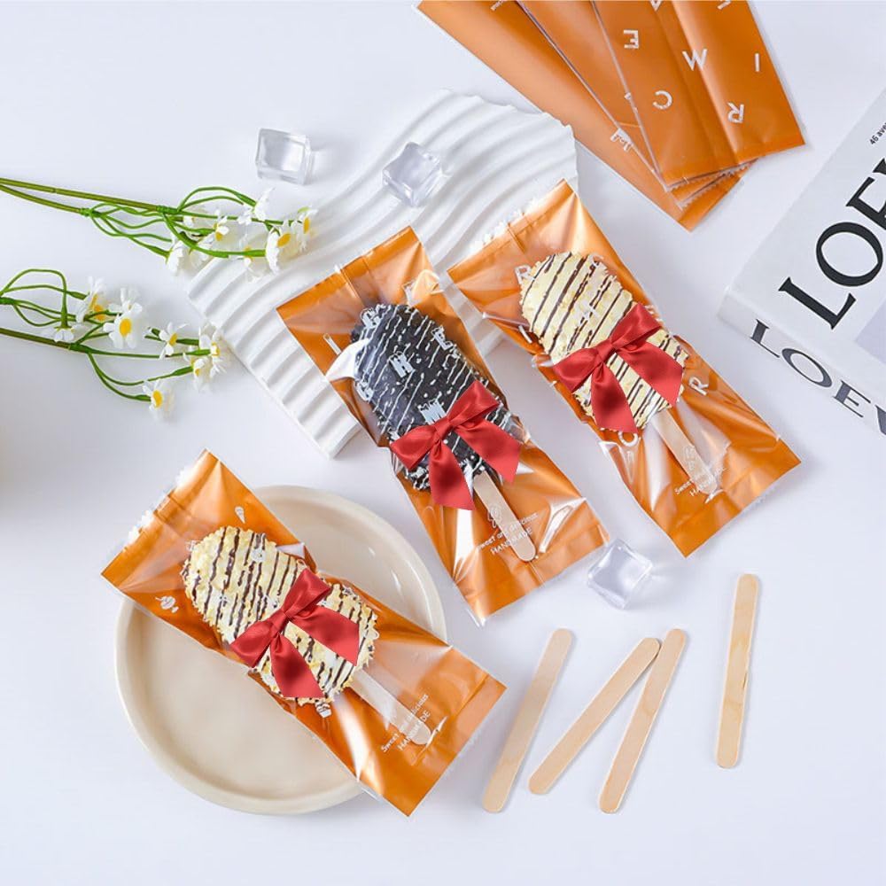 2.5" Hgzgch Red Satin Ribbon Bow for Gift Wrapping, Premade Bows for Crafts, Cake, Party Favors, Handmade Bows with Double-Sided Tape, Self Adhesive Gift Bows for Presents, Treats, Christmas - 50pcs