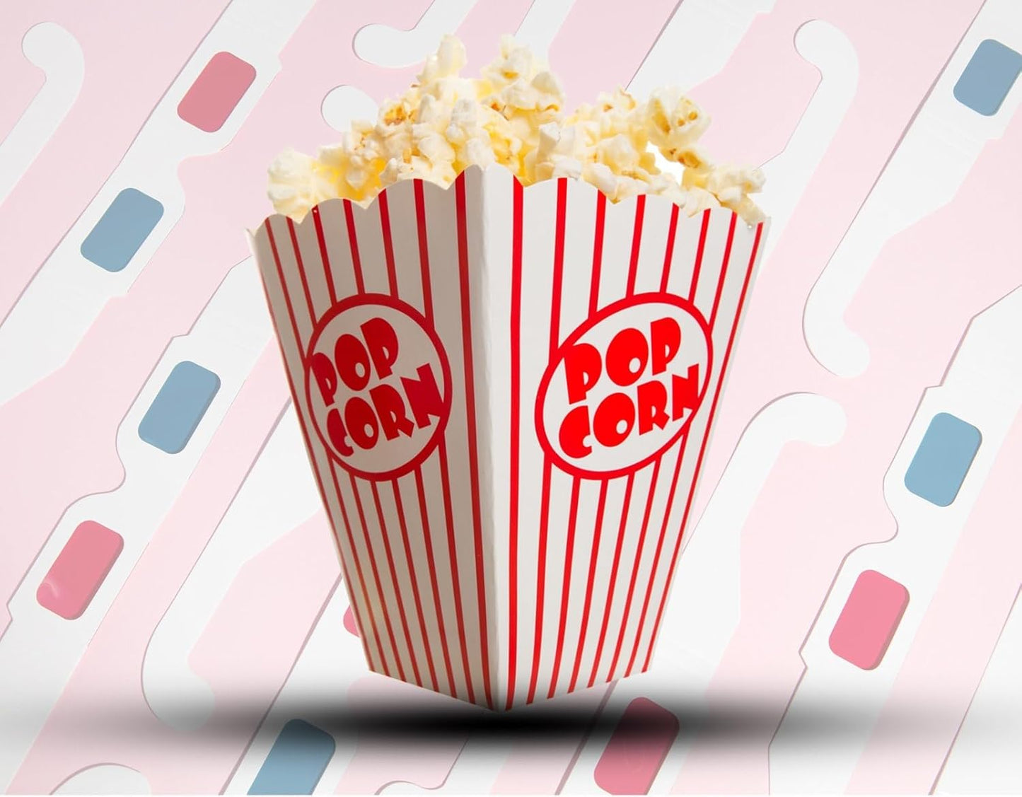 25 Pack Popcorn Boxes Movie Night Popcorn Bags for Party Red and White Popcorn Bags for Popcorn Vintage Snack Box Concession and Carnival Party Supplies, Individual Popcorn Bucket Containers (25)