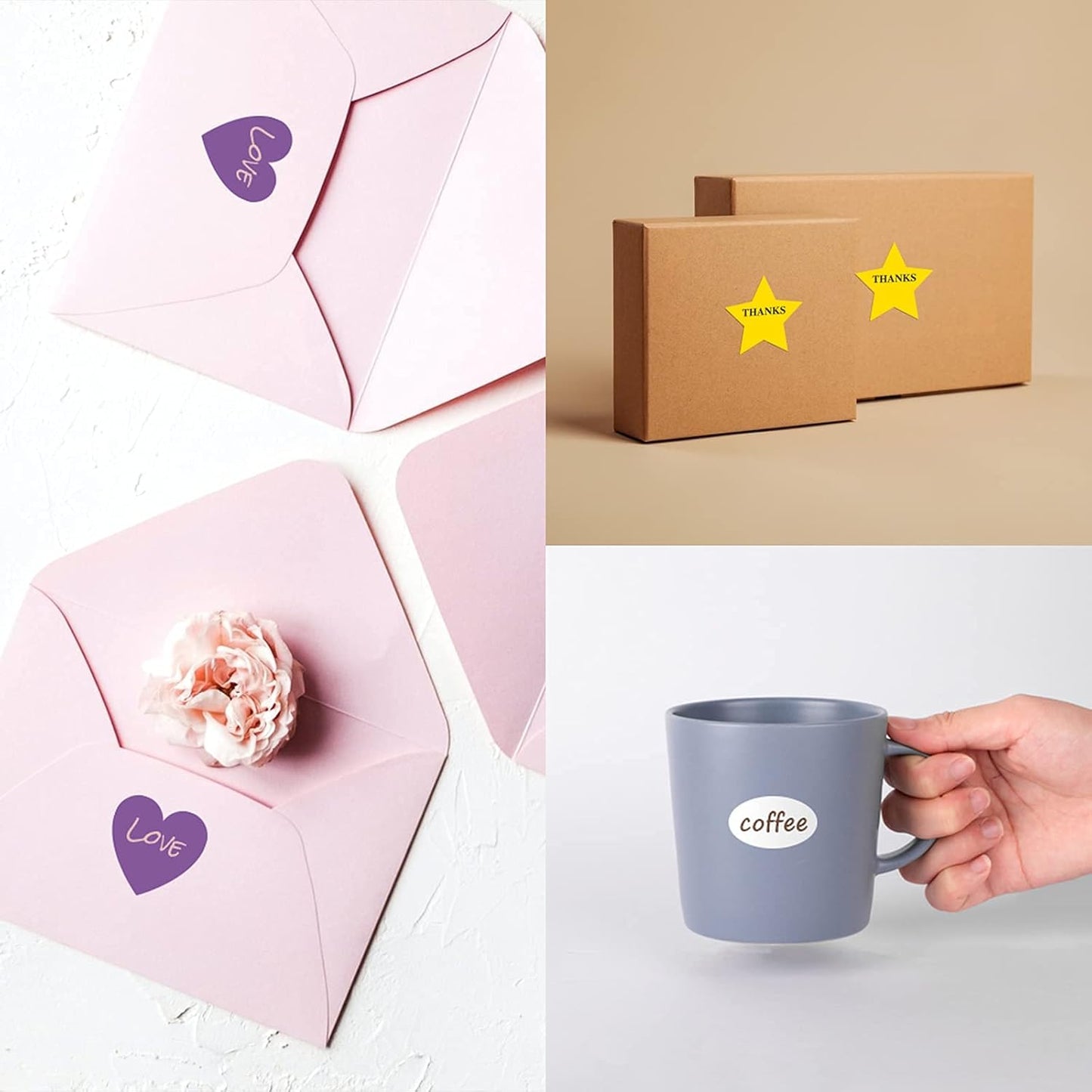 Custom Stickers - Personalized Labels with Heart Design, 100 Pink Square Stickers (Waterproof, Outdoor Use)