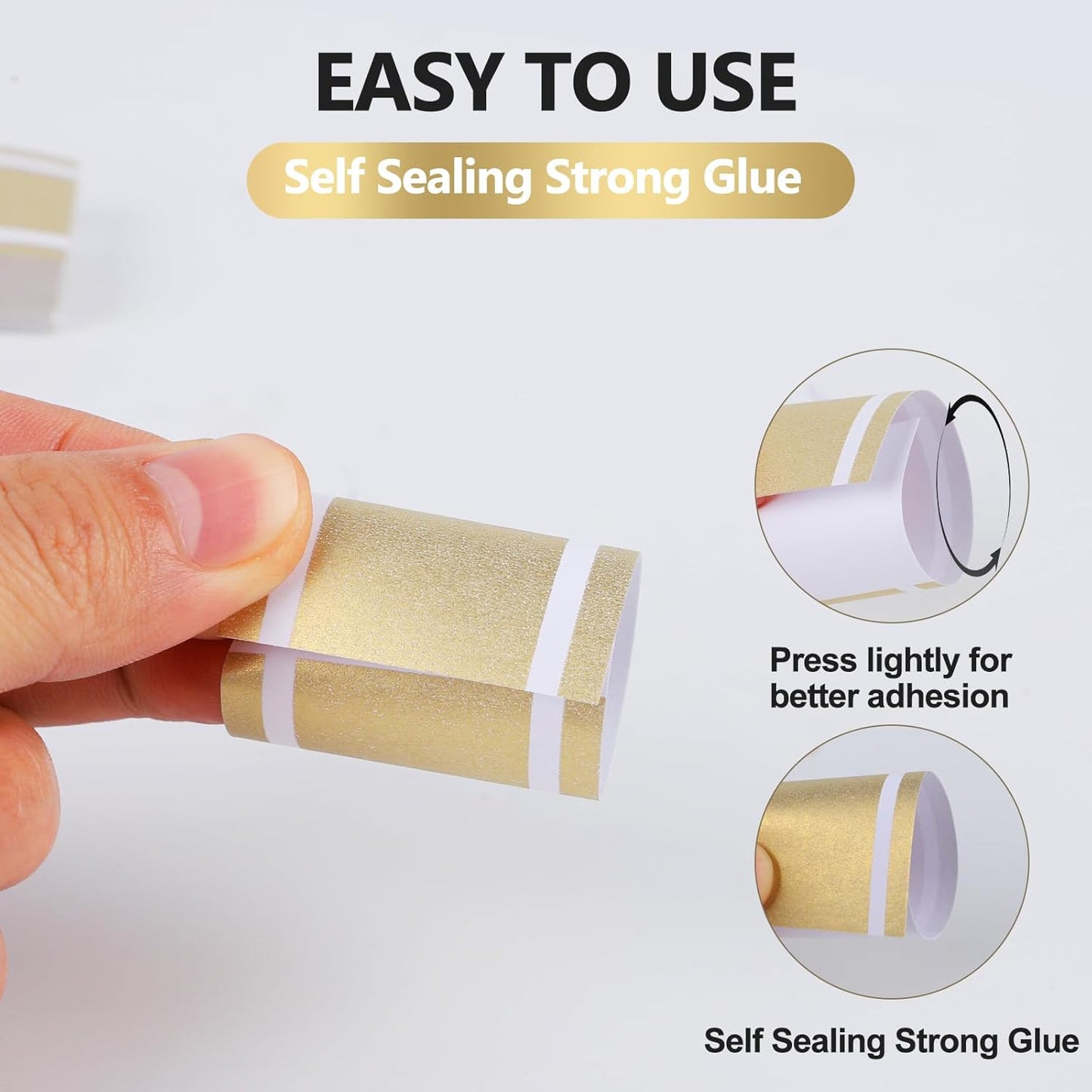 Germiwipe Gold Napkin Band,Paper Napkin Rings Self Adhesive,200PCS Silverware Wraps Bands,Table Setting Wedding Event Party Supply NB-015