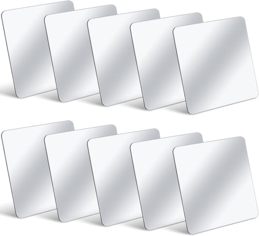 Dandat 10 Pcs Small Mirrors for Kids 6 x 6 Inch Square Shatter Proof Reflector Toddler Glass Plastic Reflector for Classroom DIY Craft Preschool Facial Expression (Classic Colors)