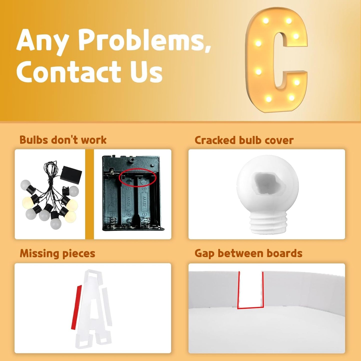 imprsv Marquee Light Up Letters, 3FT Mosaic Letters with Light for Baby Shower Graduation Party Decor, Large C for Engagement Wedding Party Decorations (Need to Assemble)