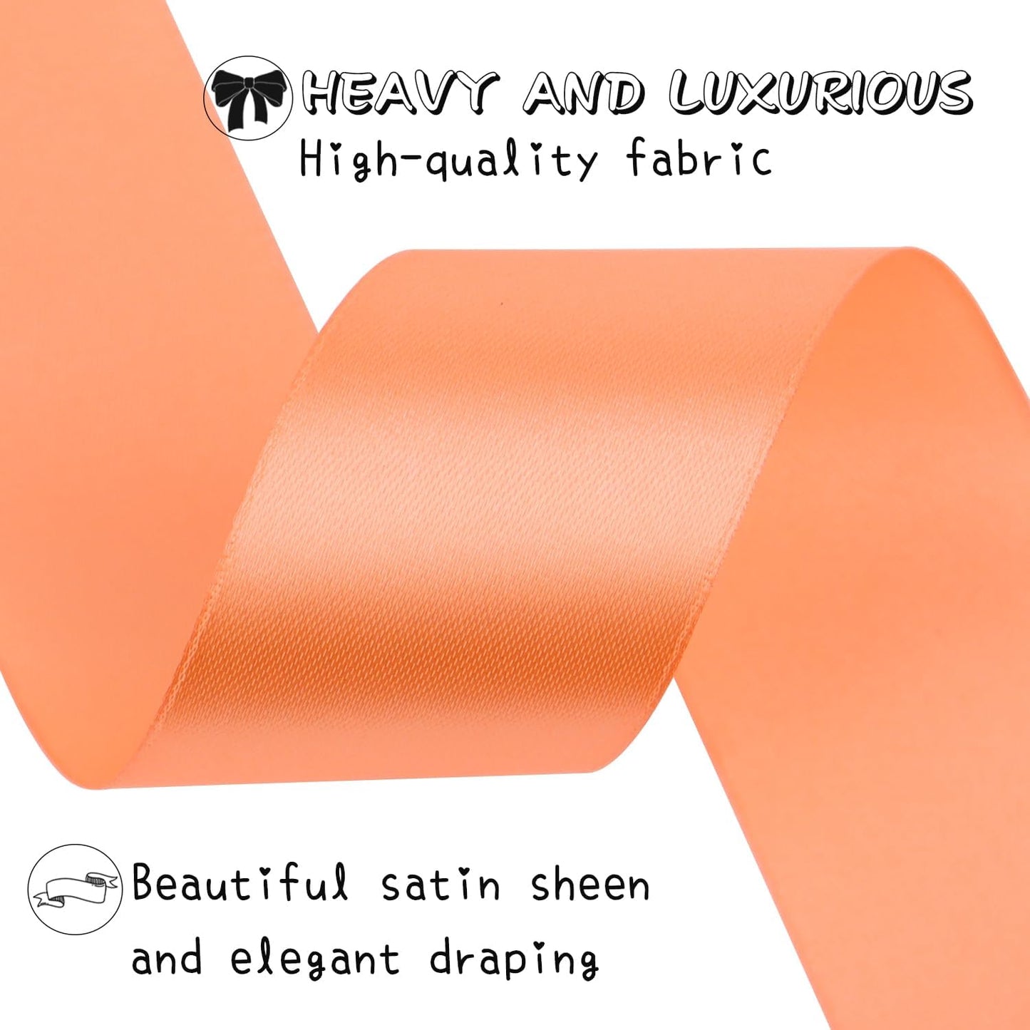 Orange Solid Satin Ribbon 1-1/2 Inch 50 Yards Solid Polyester Fabric Ribbon for Gift Wrapping Wedding Christmas Baby Shower Birthday Party Decoration Handmade Immortal Flower Craft
