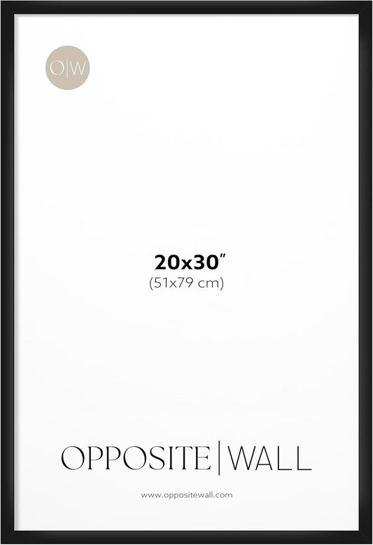 Opposite Wall - 20x30 in - Black Picture Frame - Lightweight, Versatile & Shatterproof - Wall Hanging Photo or Poster Frame - Wall Decor for Office, Gallery & Home, 51x76 cm