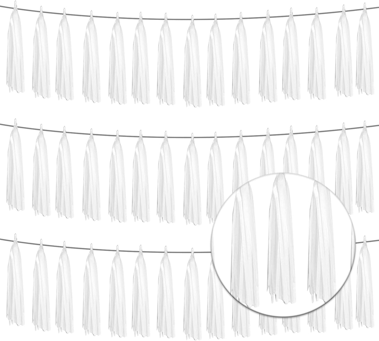 3P Metallic Fringe Banner Garland Foil Tinsel Streamer Wall Hanging Curtain Backdrop Banners for Parade Floats Graduation Decorations, Baby Bridal Shower Party Decoration(White)