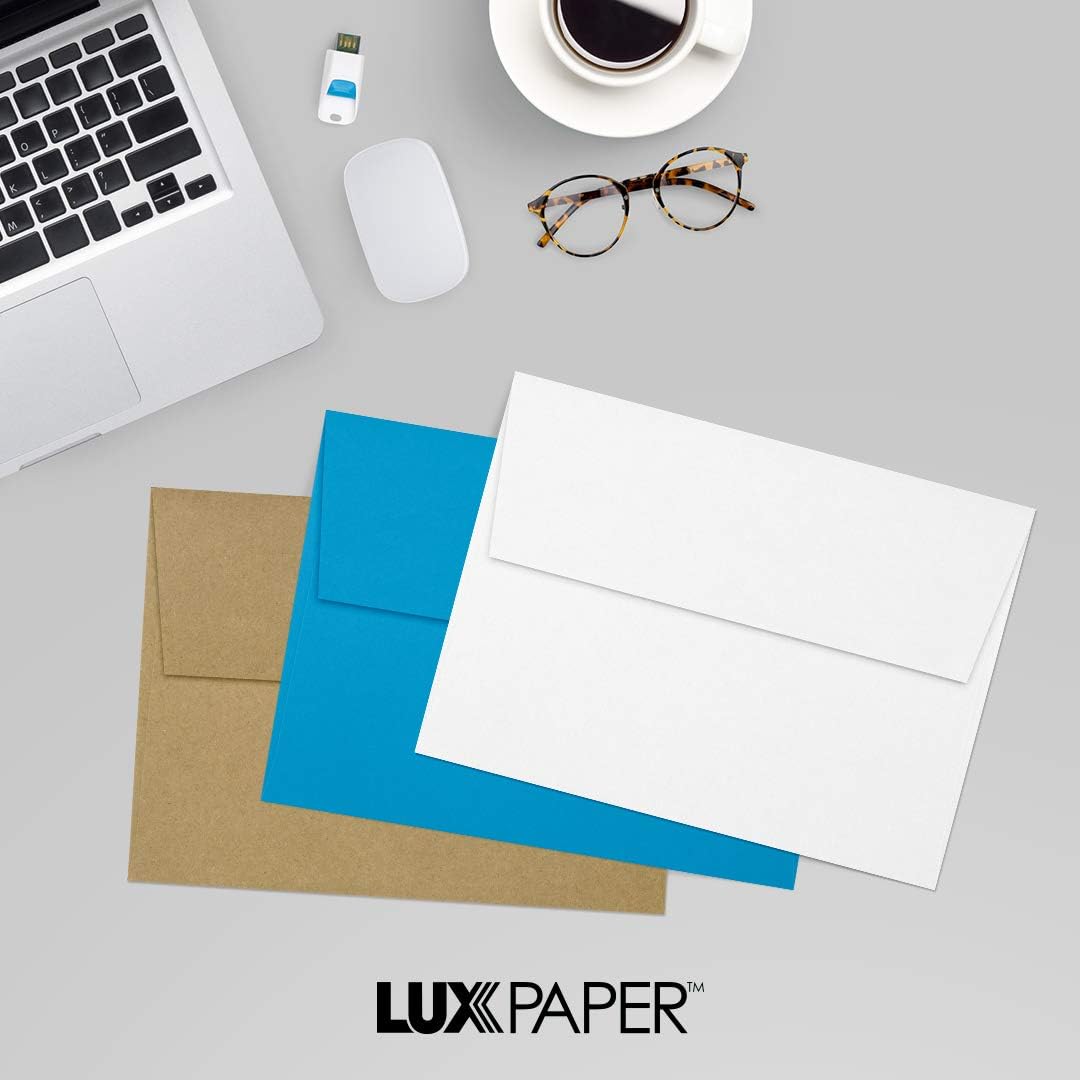LUXPaper A7 Invitation Envelopes | Peel & Press | 5 1/4" x 7 1/4" | Brilliant White | 80lb. Text | 100% Cotton | 250 Qty