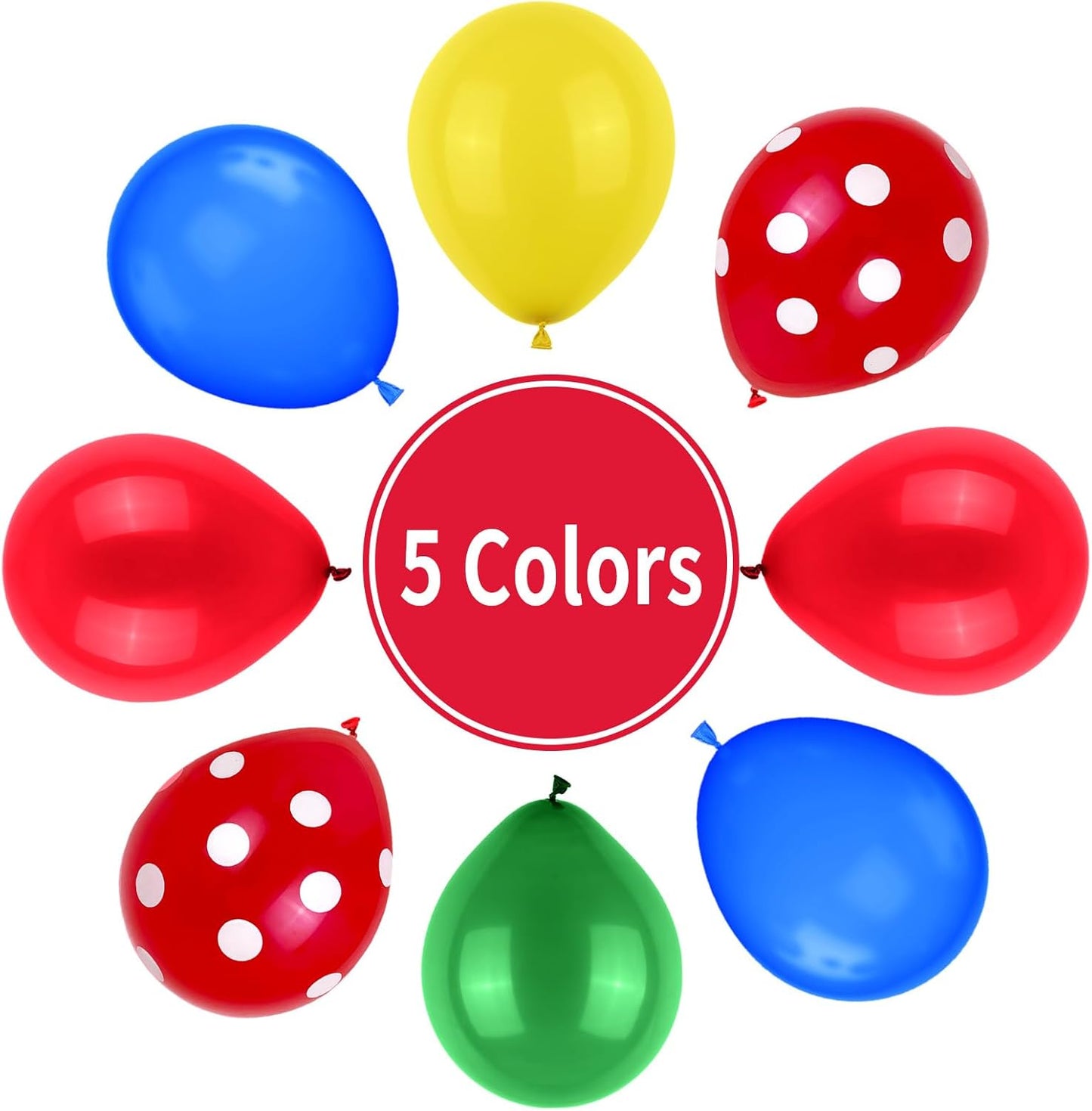 Red Yellow Blue Balloons, Red Blue Green Party Balloons Red Polka Dot Balloons Carnival Circus Balloons Yellow Green Latex Balloons For Kids Adults Birthday Carnival Theme Party Wedding Baby Shower