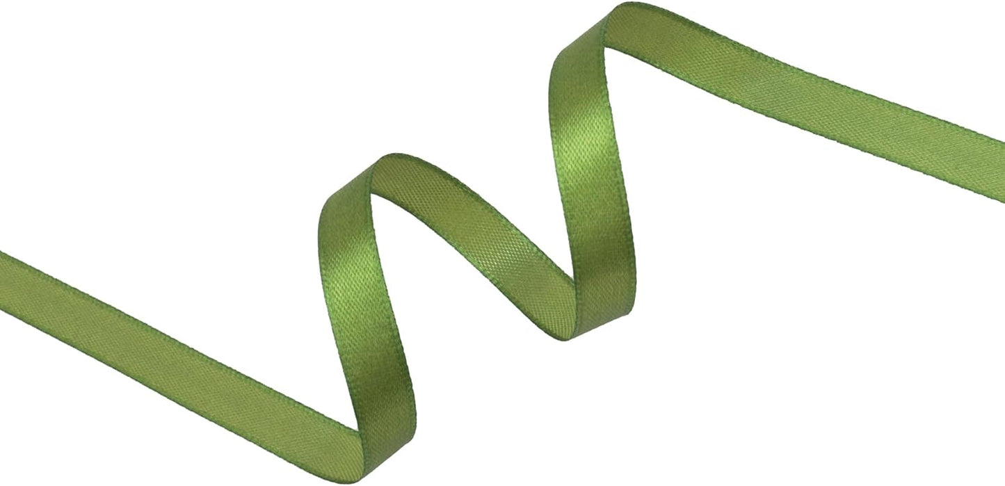 Olive Green Satin Ribbon 3/8 inch X Continuous 25 Yards, Single Face Polyester Ribbon Perfect for Gift Wrapping, Flower Bouquet, Wedding Decor, Crafts, Bow Making, Sewing and More