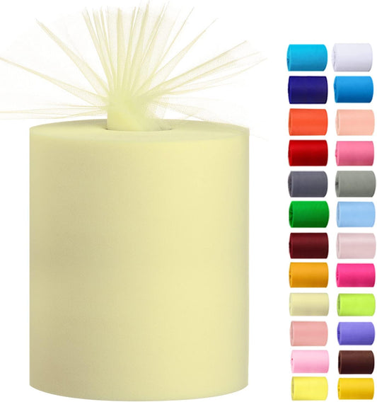 Tulle Rolls 6” by 100 Yards (300 feet) Tulle Roll Spool Fabric for DIY Tutu Skirts Wedding Baby Shower Crafts Decorations Party Supplies (Ivory)