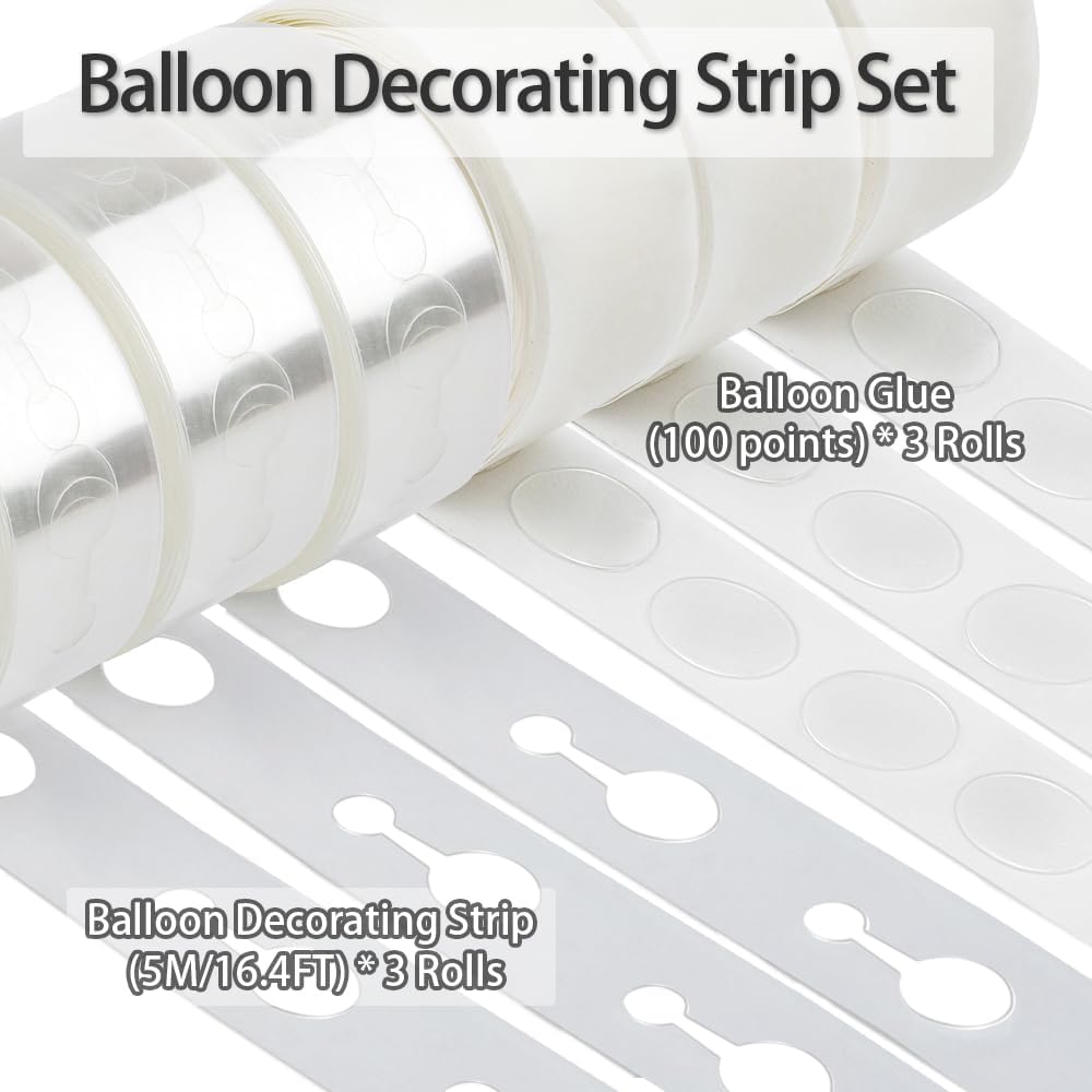 Balloon Arch Kit 49.2ft Balloon Tape & 300pcs Balloon Glue Point For Balloon Decorating Strip Kit For Party Graduation Wedding Birthday Baby Shower Decor