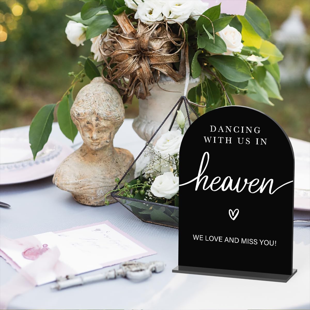 Acrylic Wedding Sign Dancing With Us In Heaven Sign for Wedding Wedding Signs for Ceremony Modern Calligraphy Arch Acrylic Table Top Sign for Wedding Reception and Event Party Table(black）