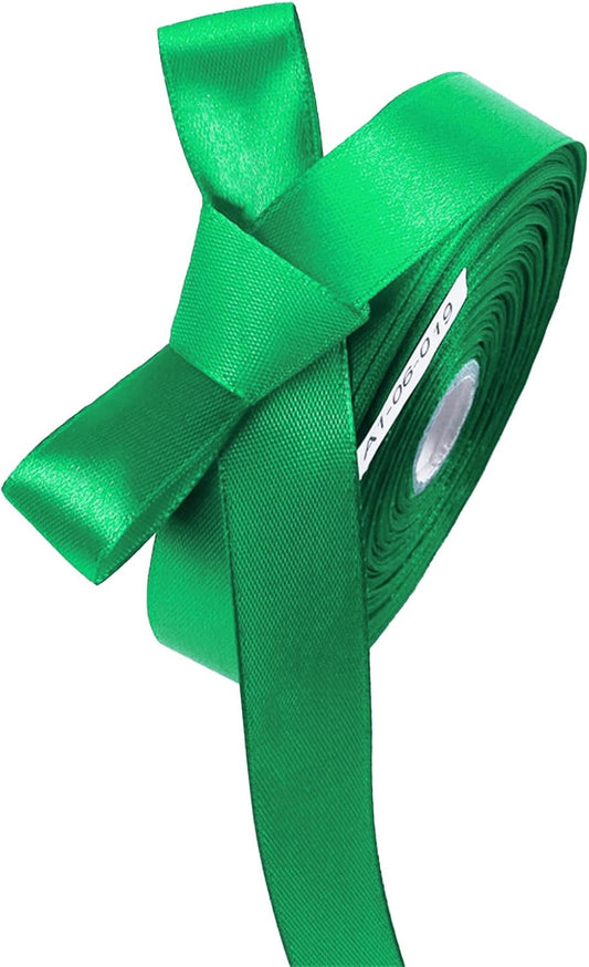 5/8" x 50 Yards Emerald Green Satin Ribbon Single Faced Fabric Ribbons for Gift Wrapping, Crafting, Bows Making, Sewing, Wedding, Home Decor