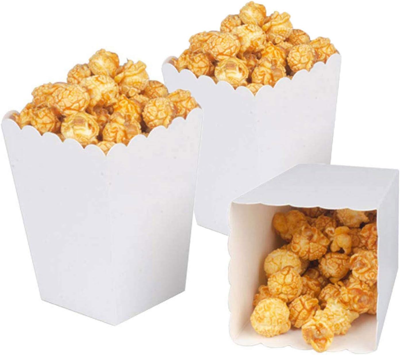 White Popcorn Boxes Mini Paper Popcorn Box Cardboard Popcorn Container for Party, Pack of 24
