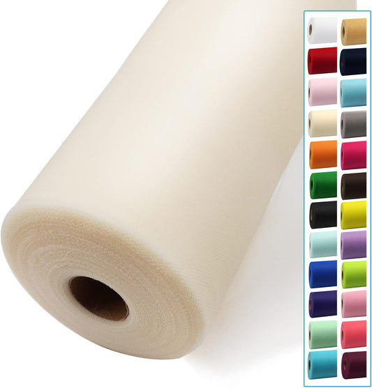 Ivory Tulle Fabric Rolls 54 Inch by 40 Yards Tulle Bolt Spool for Wedding Decorations DIY Tutu Baby Shower Table Skirt Ceiling Decor Birthday Party Craft Supplies