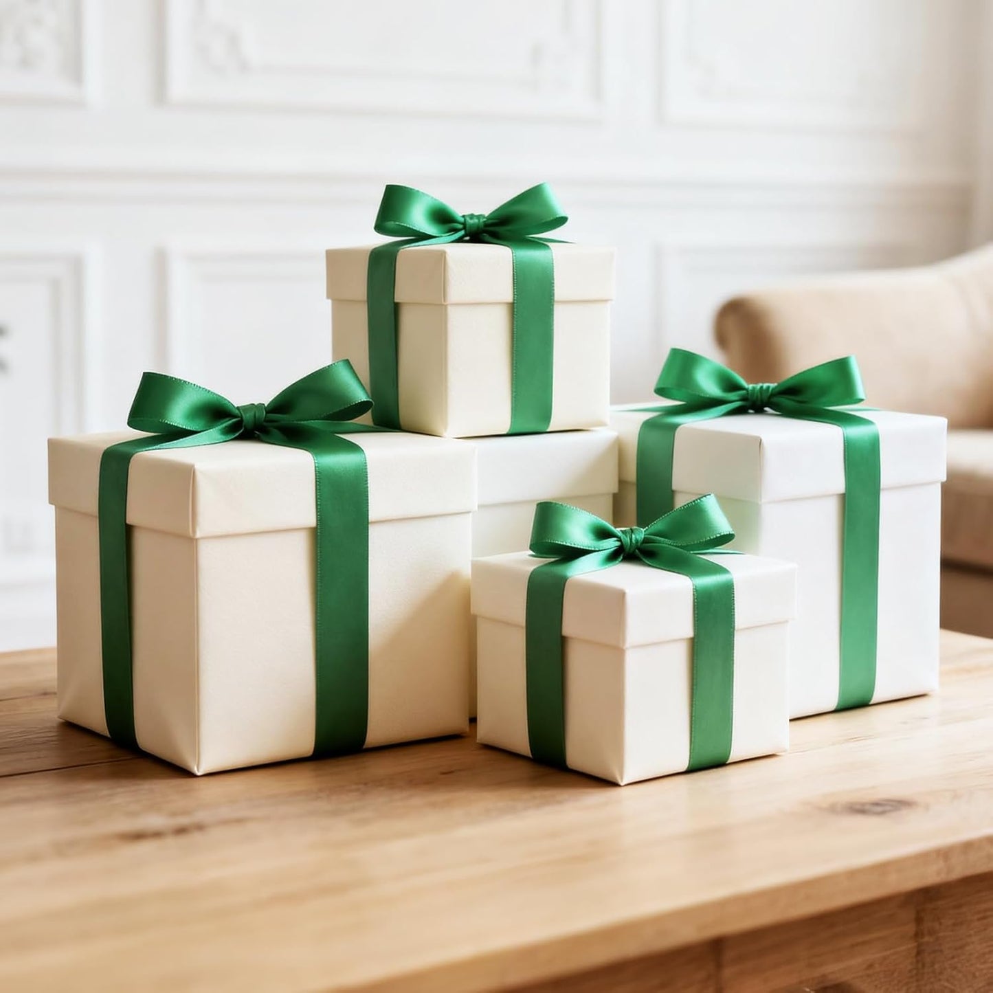 NESCCI 100 Yards Ribbon,1-1/2 Inch Dark Green Satin Ribbon,Single Face Satin Ribbons,Perfect for Gift Wrapping,Wedding Decoration,Handmade Bows,Wrapping Bouquet,Halloween, Christmas