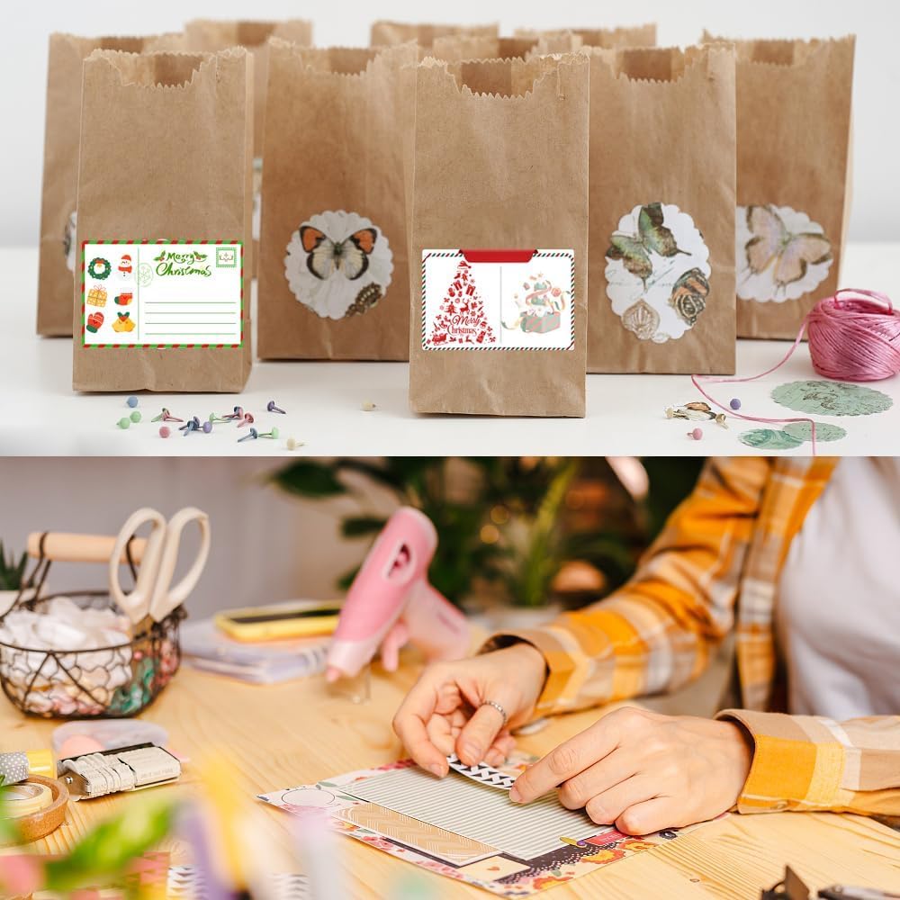 100-1000pcs Custom Stickers Merry Christmas Stickers Personalized Labels Adhesive Xmas Decorative Envelope Seals Stickers for Cards Gift Boxes(VSquare-7)