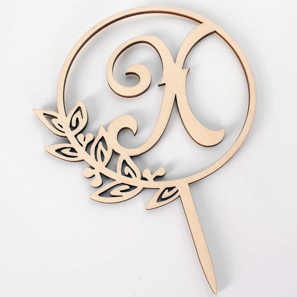 LINGTEER Personalized Inital Letter X Wood Cake Topper Perfect for Birthday Rustic Wedding Anniversary Keepsake Party Decoration