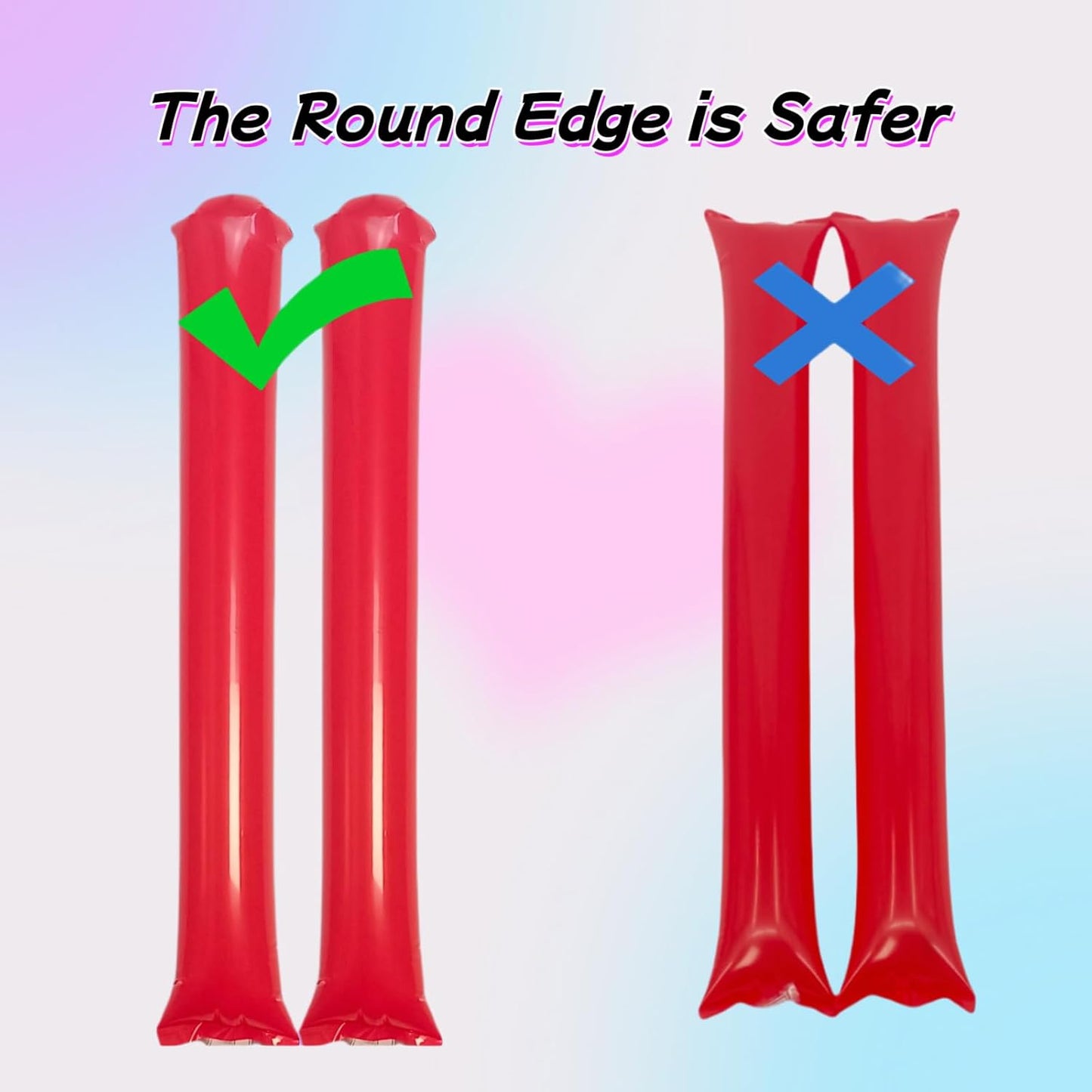 40pcs Round headTeam Spirit Boom Sticks Thunder Sticks Cheering Sticks Team Spirit Plastic Cheerleading Spirit Stick Clapper Inflatable Noise Maker Sports Supply (Red)