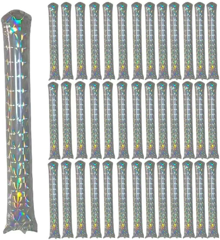 40pcs Round headTeam Spirit Boom Sticks Thunder Sticks Cheering Sticks Team Spirit Plastic Cheerleading Spirit Stick Clapper Inflatable Noise Maker Sports Supply (Glitter color)