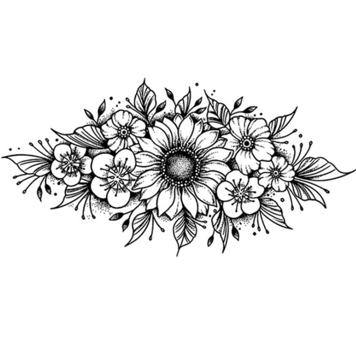 INKARTLINK Tattoo Tech, 2 Sheets Extra-Large Semi Permanent Tattoo, Adult Art Design Temporary Tattoos, Lasts 1-2 Weeks, Waterproof, Realistic Look, No Adhesive, No Reflection (Flower Design)