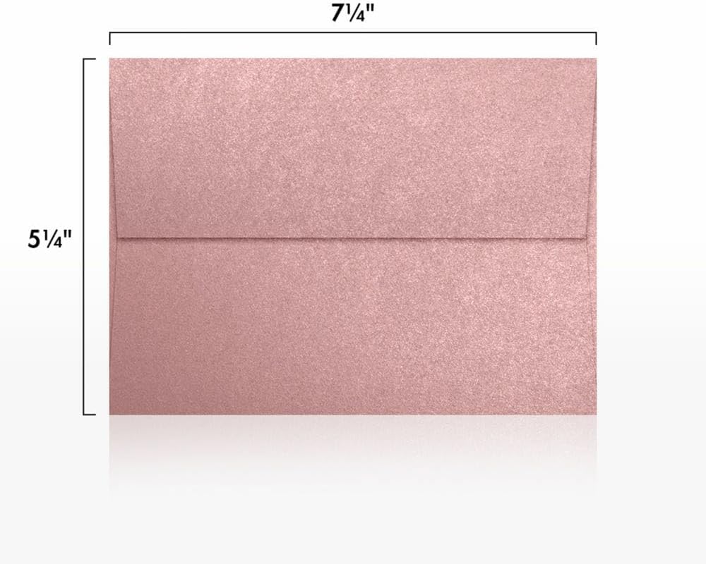 LUXPaper A7 Invitation Envelopes | Peel & Press | 5 1/4" x 7 1/4" | Misty Rose Metallic - Sirio Pearl | 84lb. Text | 250 Qty