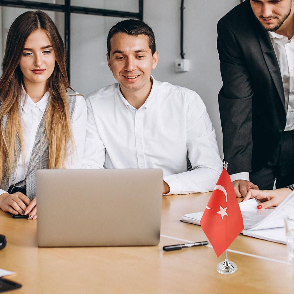 Turkey Flag Turkish Flags, Small Mini Turkish Desk Flag, Used for Table Office Classroom Home Patriotic Events Decorations