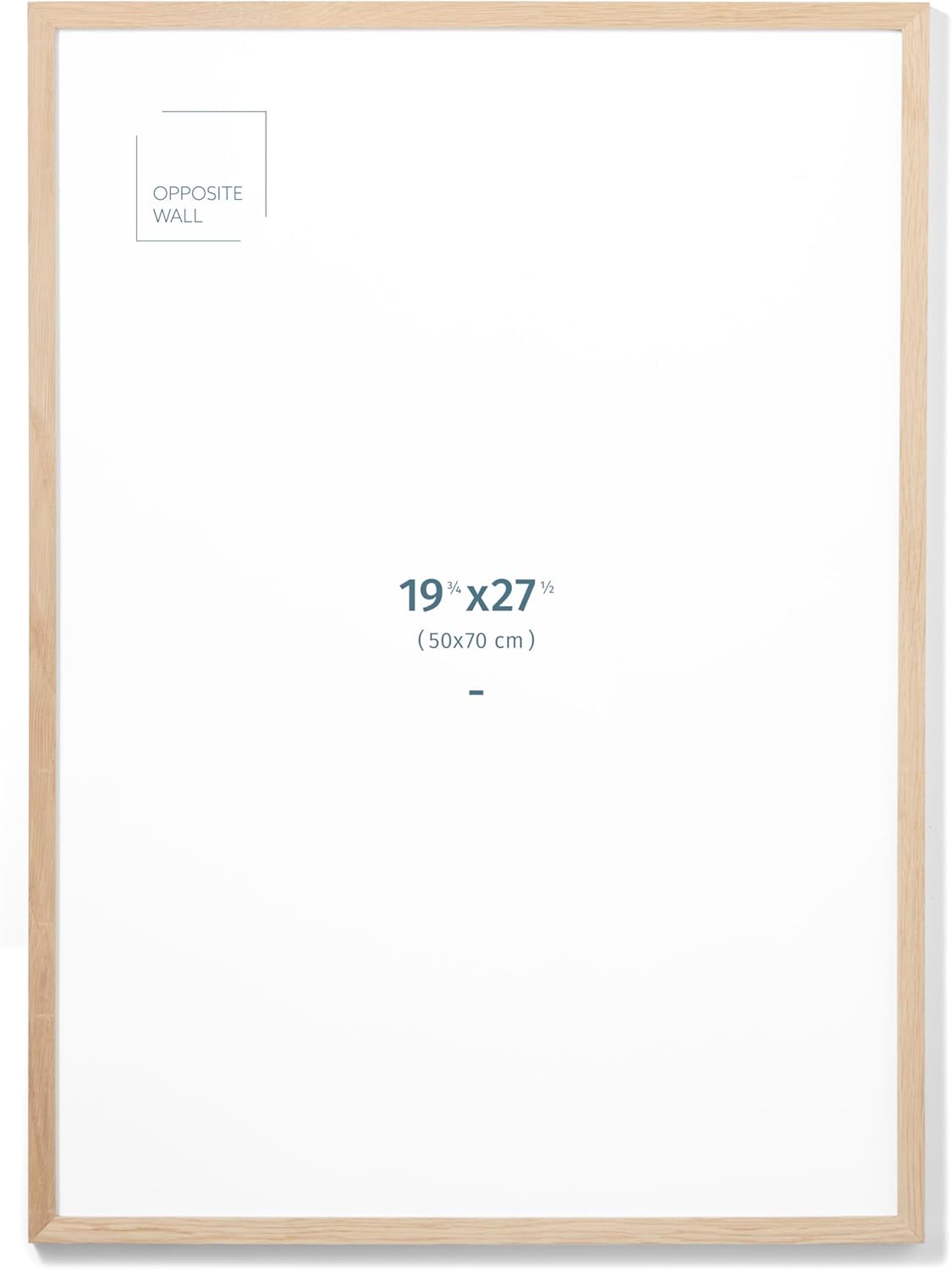 Opposite Wall - 50x70 cm - Natural Solid Oak Wood Picture Frame - Lightweight, Versatile & Shatterproof - Wall Hanging Photo or Poster Frame - Wall Decor for Office, Gallery & Home, 19 3/4 x 27 1/2 in