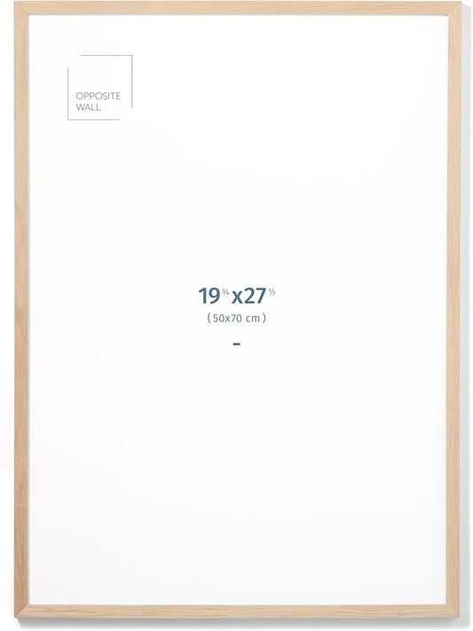 Opposite Wall - 50x70 cm - Natural Solid Oak Wood Picture Frame - Lightweight, Versatile & Shatterproof - Wall Hanging Photo or Poster Frame - Wall Decor for Office, Gallery & Home, 19 3/4 x 27 1/2 in