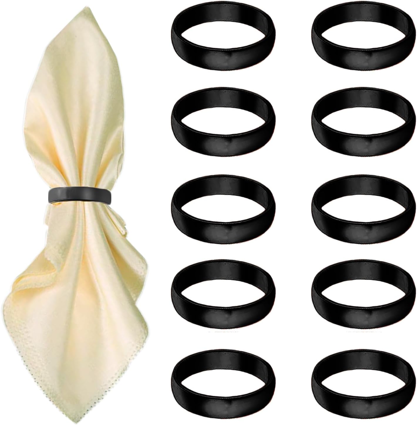 Black Napkin Rings-10 Pcs Stainless Steel Napkin Rings,Metal Napkin Ring for Table Settings Wedding Christmas Party Dinner Table
