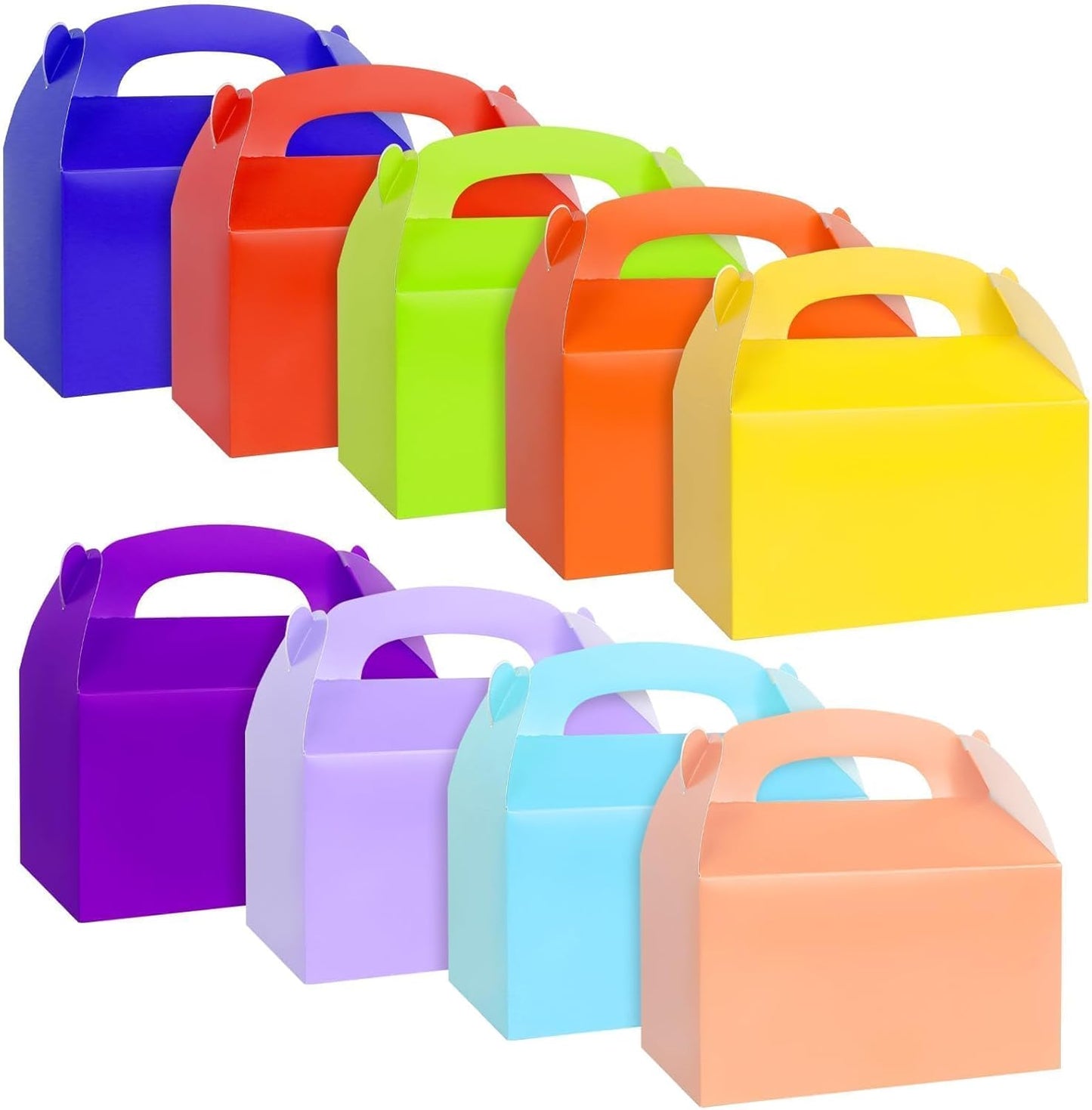 Rcybeo 18 PCS Gable Treat Boxes for Party, 9 Colors Candy Boxes for Kids Birthday, Snack Goodie Treat Bags for Wedding Favors, Baby Shower, 6.3 x 3.5 x 3.5 In