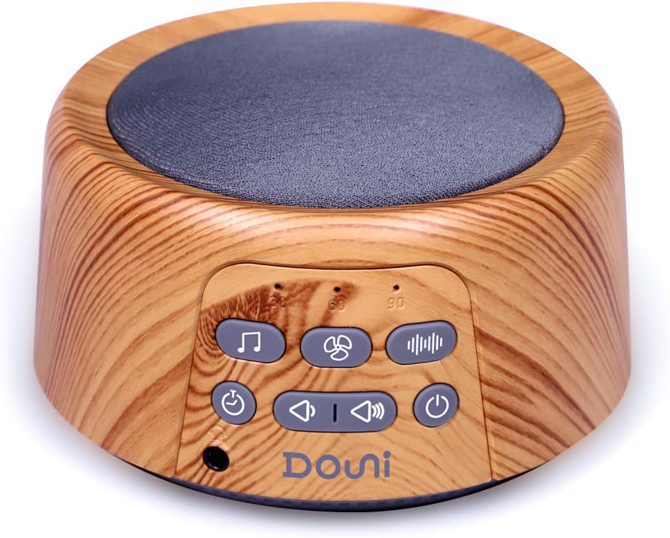 Douni Sleep Sound Machine - White Noise Machine with 24 Non-Looping Soothing Sounds for Sleeping & Relaxation, Timer Settings,Sleep Therapy for Families, Home,Office,Travel.Wood Grain.