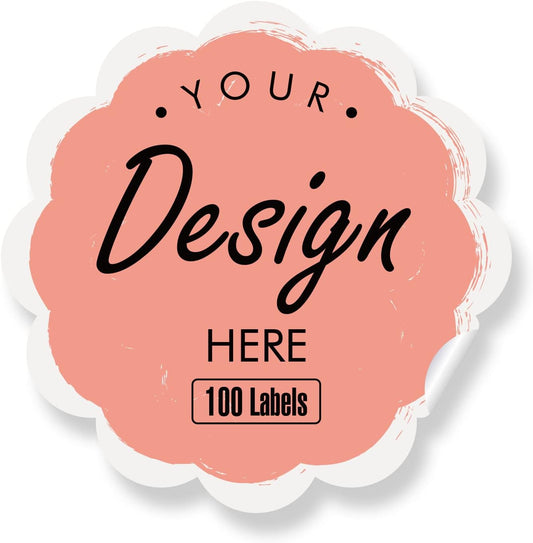 Personalized Labels - Custom Stickers With Any Design, Image, Logo, Text - Thank You Labels for Business (Scalloped, 5.5"x5.5", 100 Labels)