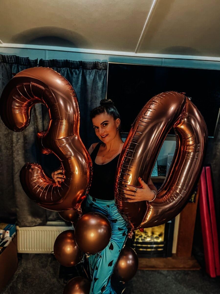 Large 40 Inch Coffee Brown 3 Number Balloon, 3 13 23 30 33 36 38 Dark Brown Birthday Party Decorations, Numbers Three Foil Balloons for Anniversary Party Graduations Celebration Supplies