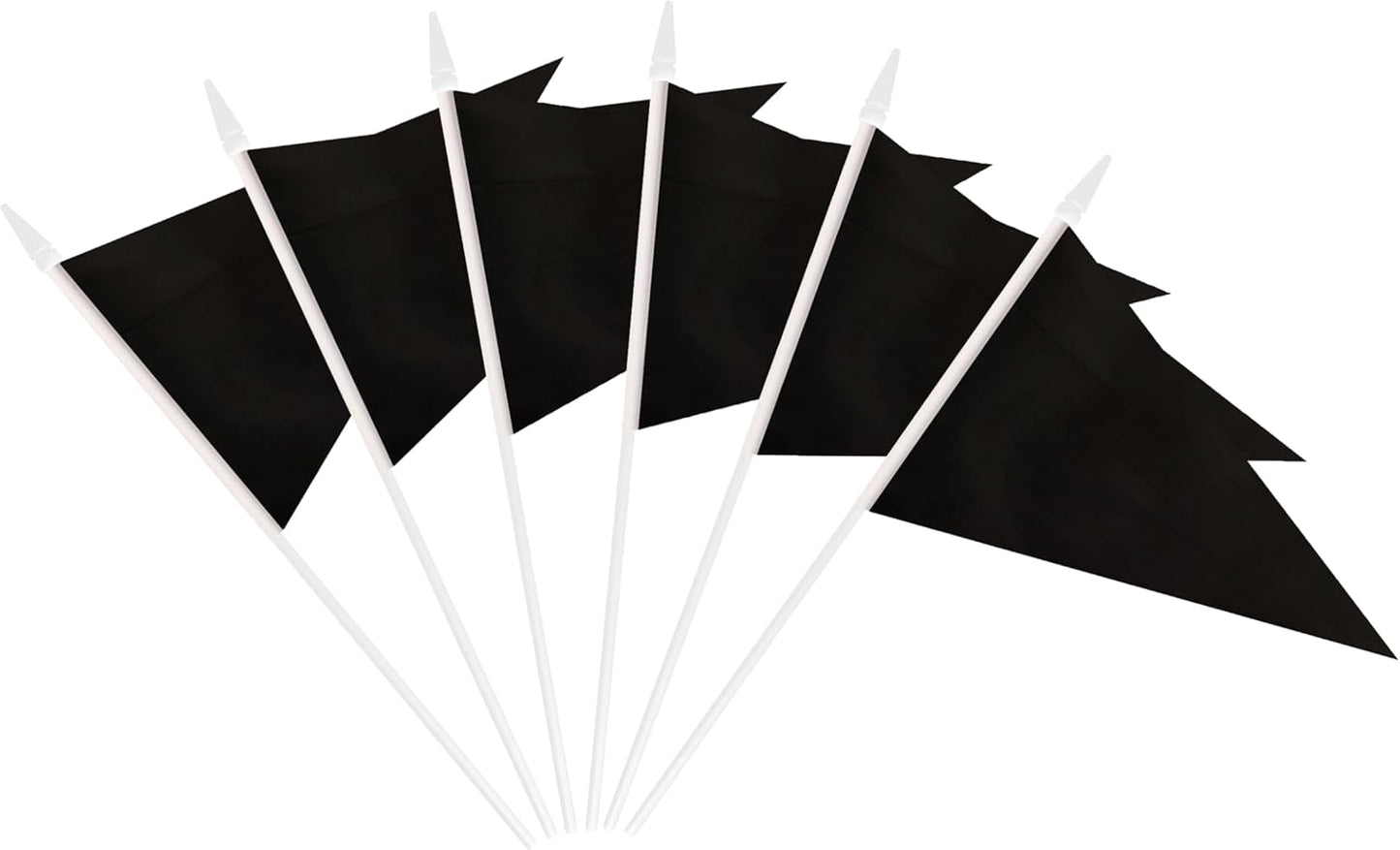 12 Pack Black Pennant Flags Small Mini Hand Held Solid Color Pennant On Sticks Flags with 12.6"Solid Pole & Spear Top,Party Events Celebration,School,Grand Opening,Kids Birthday,Sports Clubs,Flower Pot