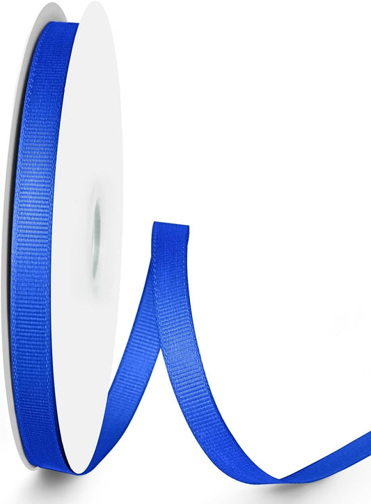 50 Yards 3/8 inch Grosgrain Ribbon, Solid Color Fabric Ribbon Perfect for Gift Wrapping, Wedding, Handmade Bows, Floral Bouquets and Party Decoration(Royal Blue)