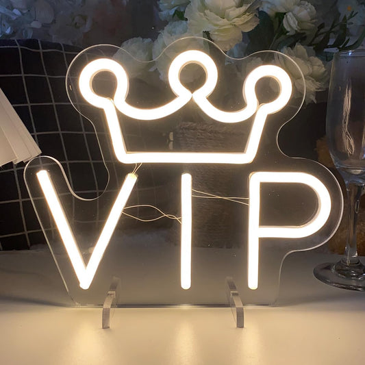 VIP Table Number Neon Sign Desk Lamp Night Light Wedding Letter LED Neon Sign Wedding Table Decorations Neon Light Shop Bedroom Home Room Decor Christmas Party Warm White USB 25×21 CM