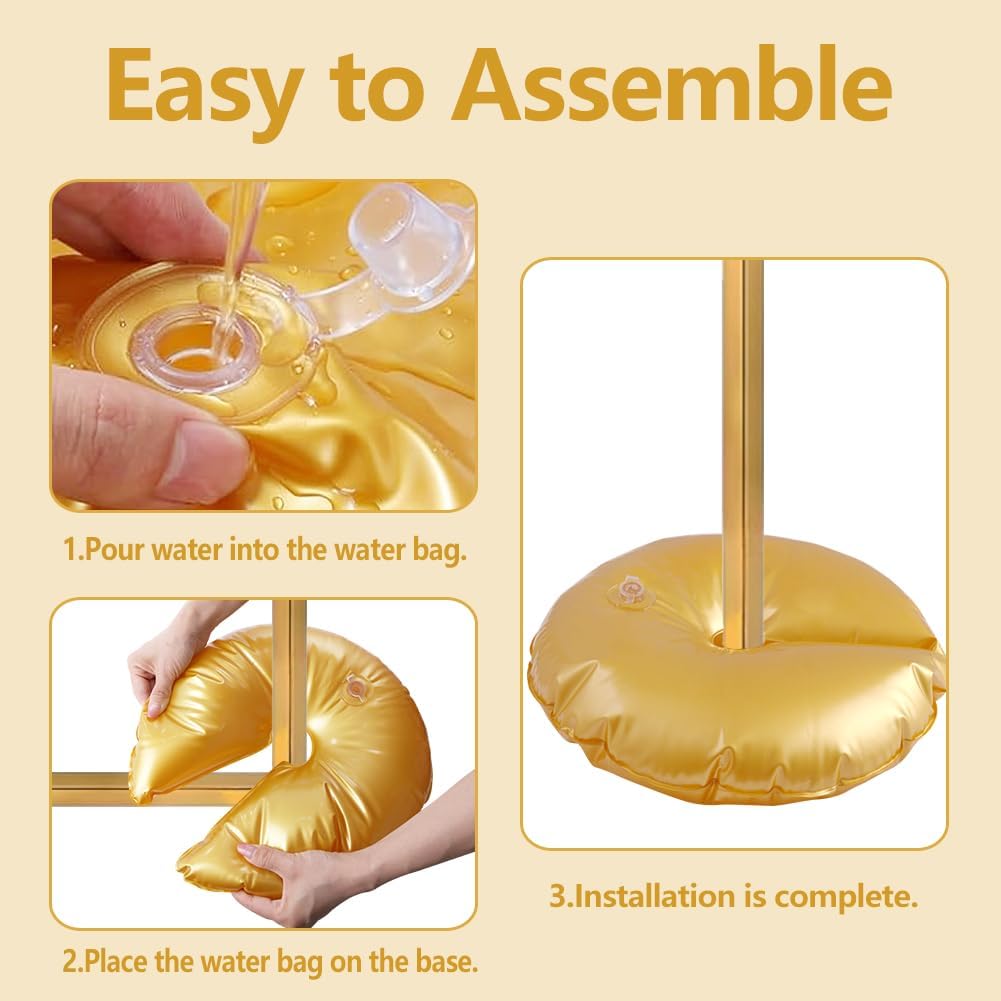 8 Pack Golden Water Bag for Wedding Arch Stands, Heavy Duty Water-Filled Base Weights for Party Backdrop Metal Frames, Thickened Water Fillable Base (3 PCS)
