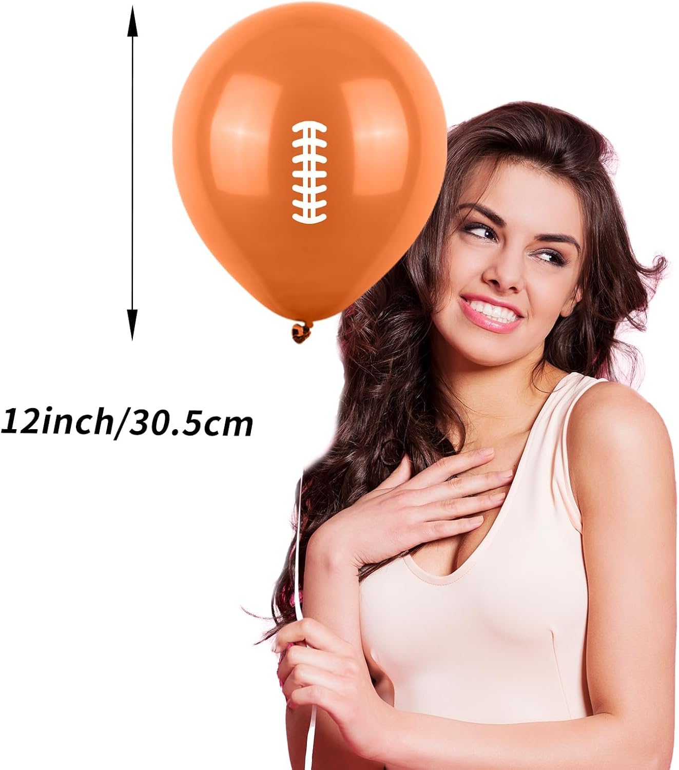 12 Inch Football Printed Party Balloons - Dark Green, Black, Beige - Boys Sports Birthday Party Decorations