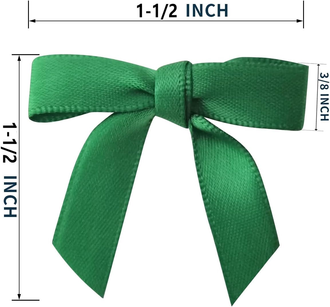 50pcs 1.5 inch Mini Satin Ribbon Bows for Crafts Green Mini Bows Appliques Craft for Appliques Embellishment(3/8",Green)